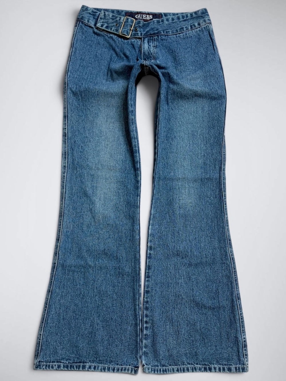VTG Y2K Guess Belted Low Rise Flare Jeans